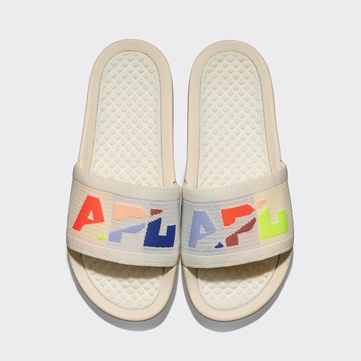 Women's Big Logo TechLoom Slide Pristine / Neon / Blocked view 1