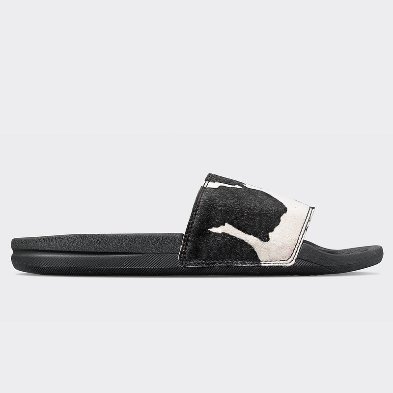 Women's Iconic Slide Black / White / Cow view 2