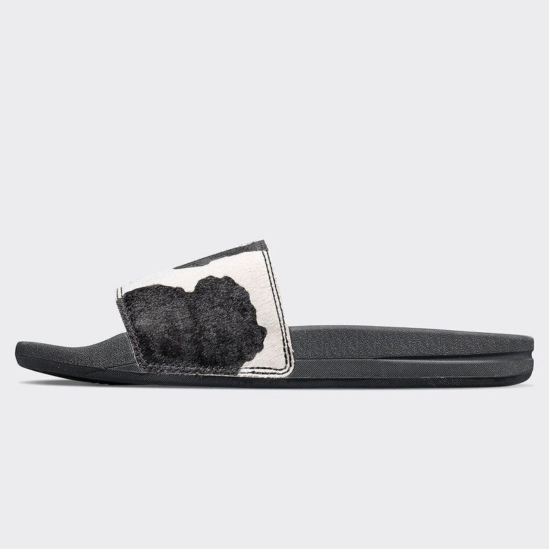 Women's Iconic Slide Black / White / Cow view 3