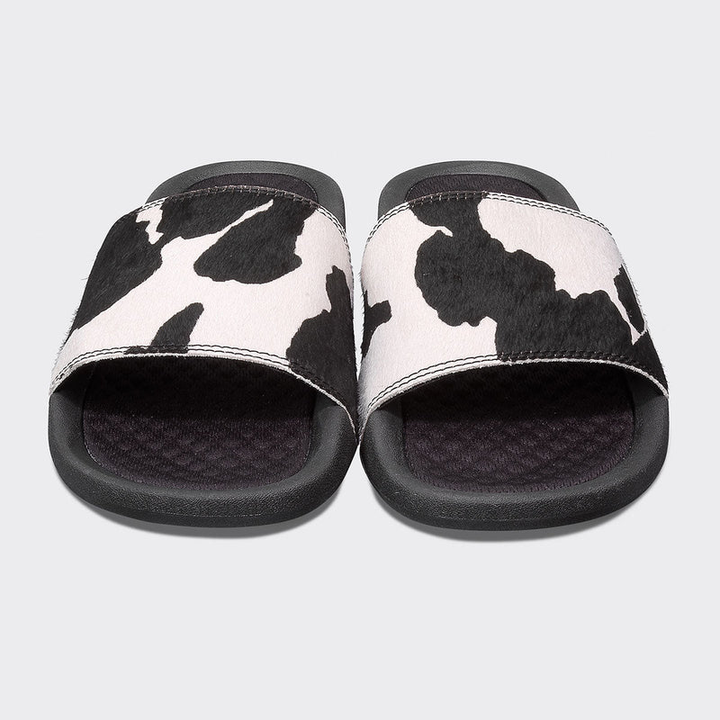 Women's Iconic Slide Black / White / Cow view 5