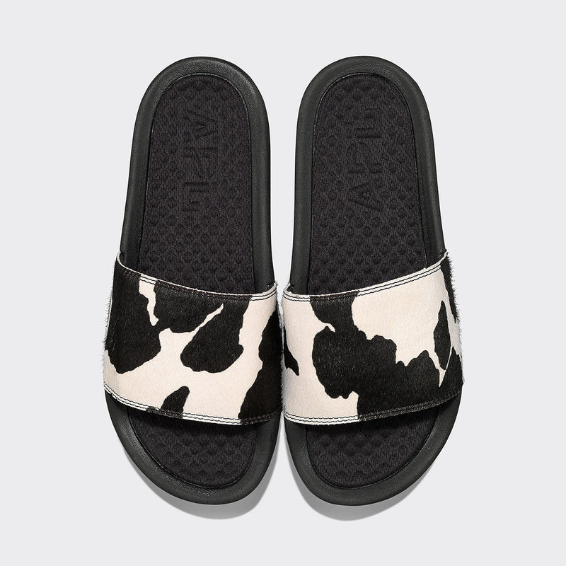Women's Iconic Slide Black / White / Cow view 1