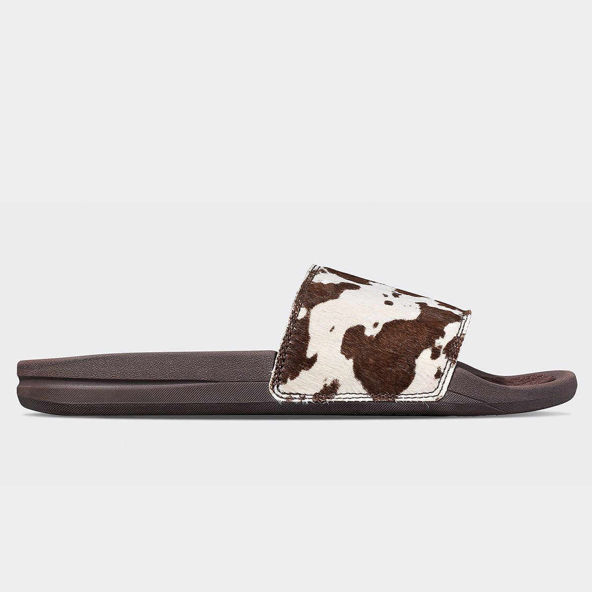 Women's Iconic Slide Deep Brown / White / Cow view 2