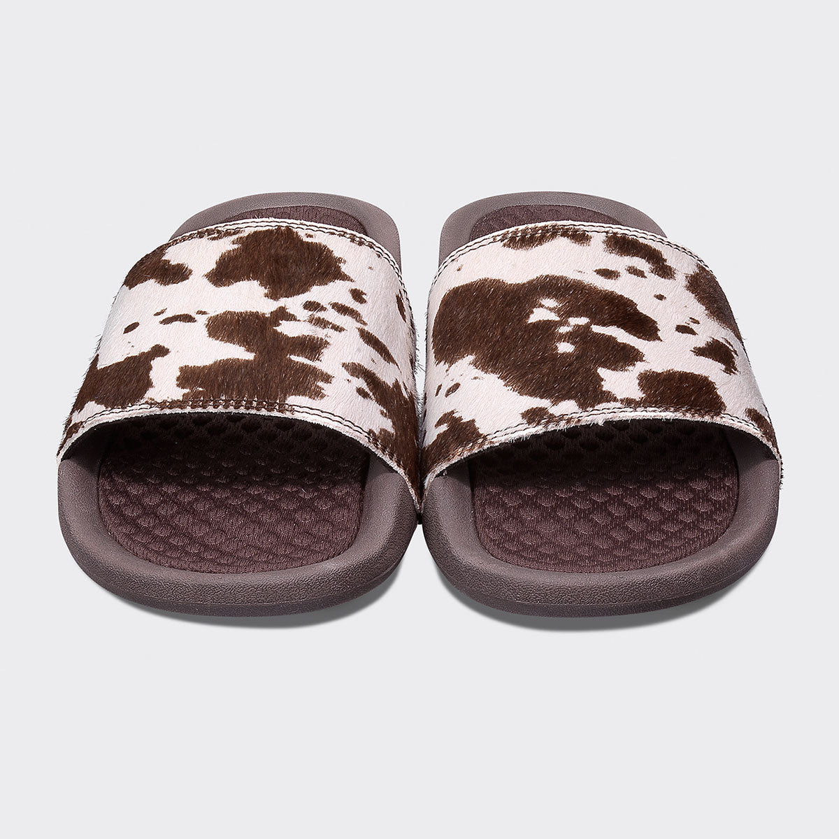 Women's Iconic Slide Deep Brown / White / Cow view 5