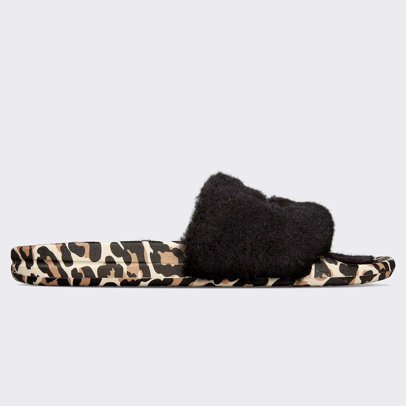 Women's Shearling Slide Black / Leopard view 2