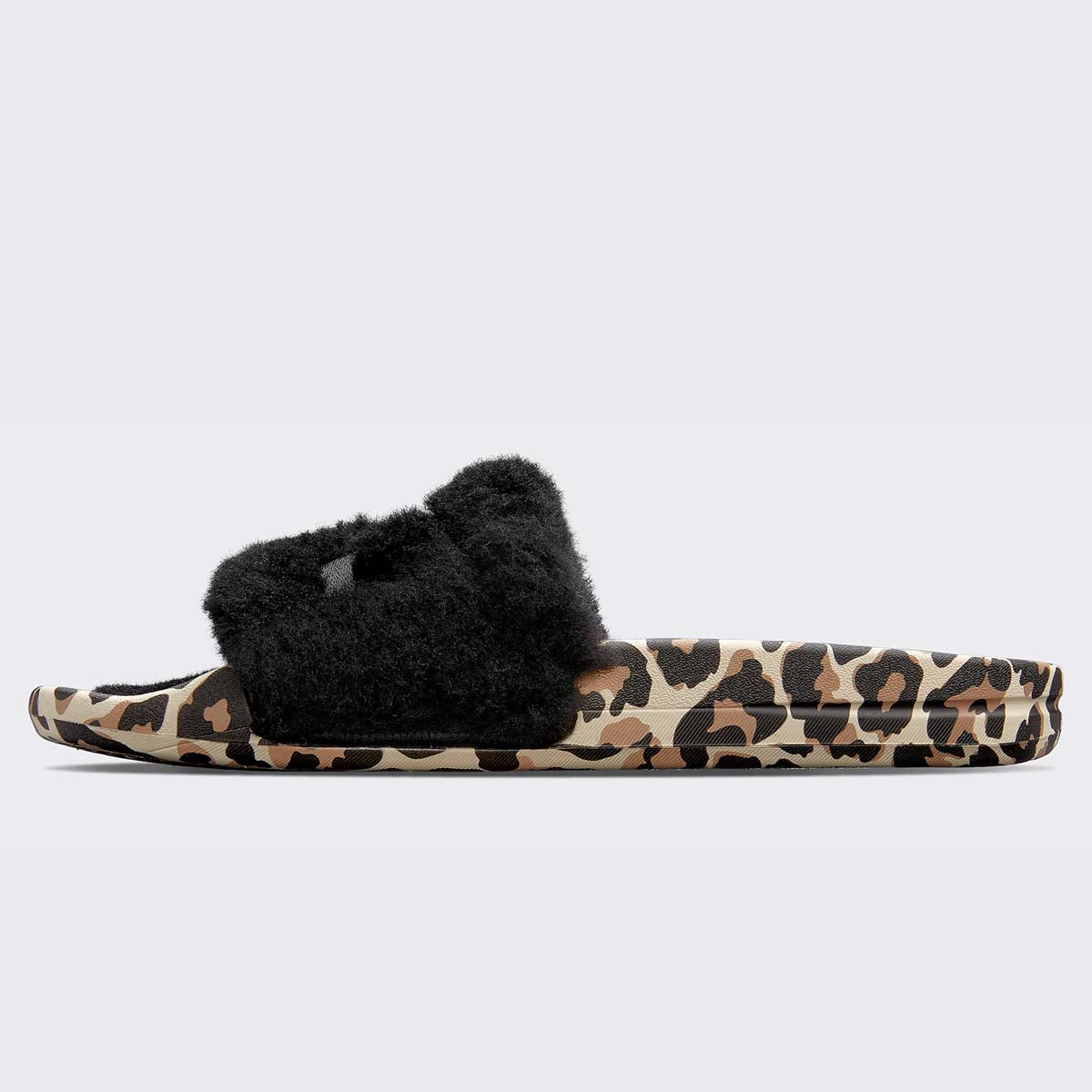 Women's Shearling Slide Black / Leopard view 3