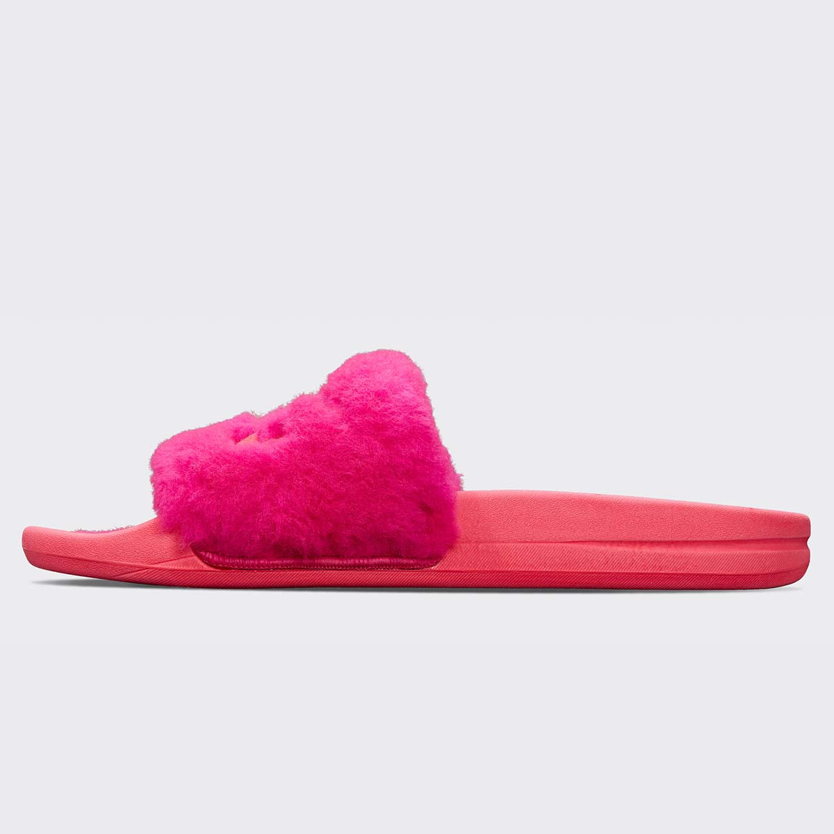 Women's Shearling Slide Neon Pink view 3