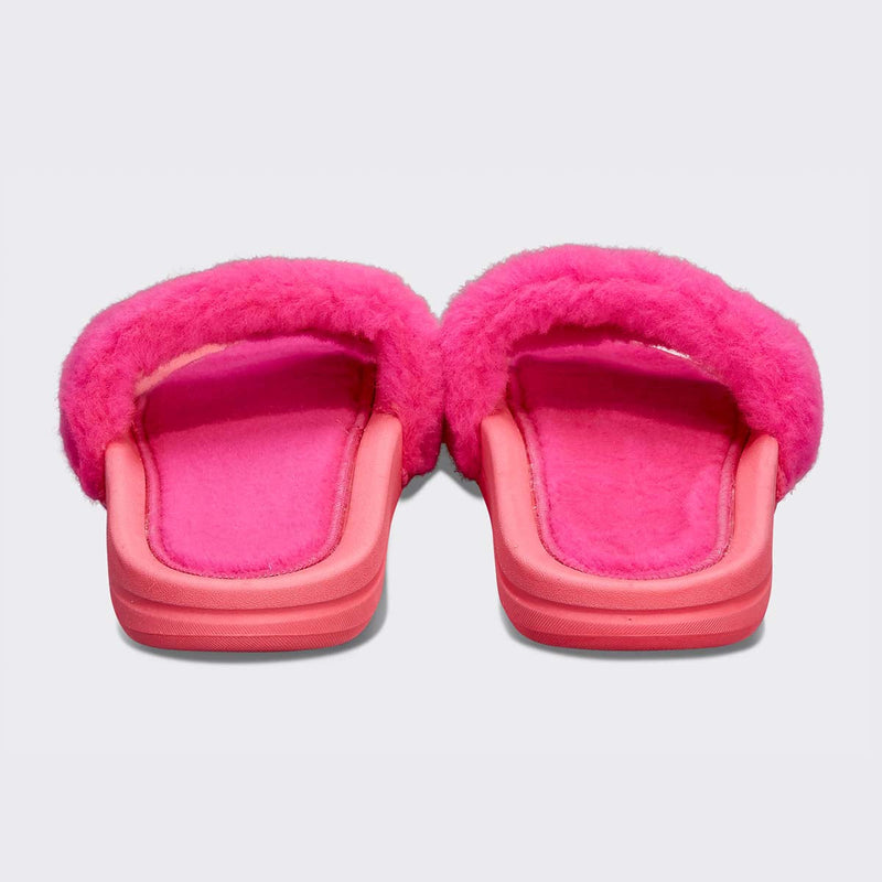 Women's Shearling Slide Neon Pink view 4