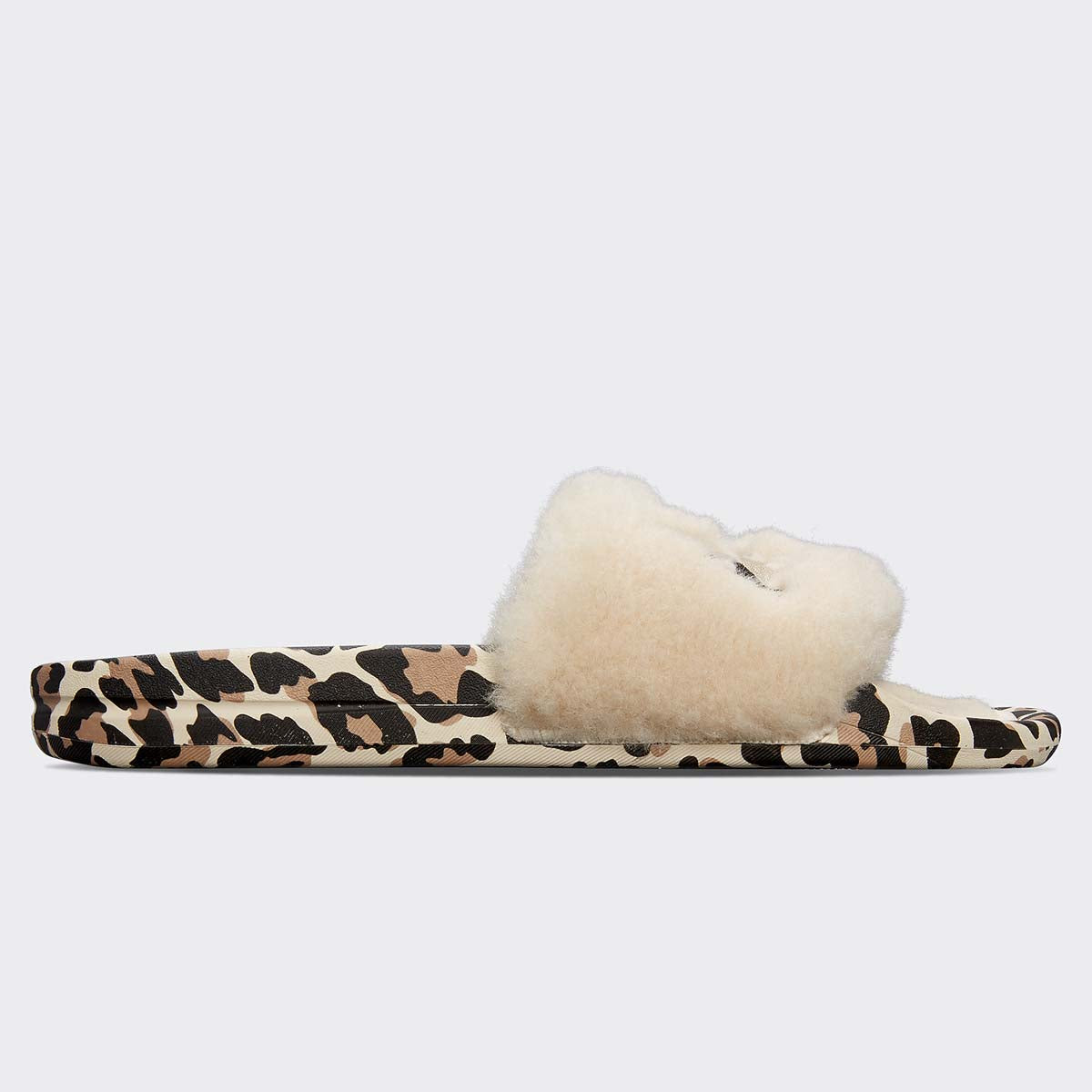 Women's Shearling Slide Parchment / Black / Leopard view 2