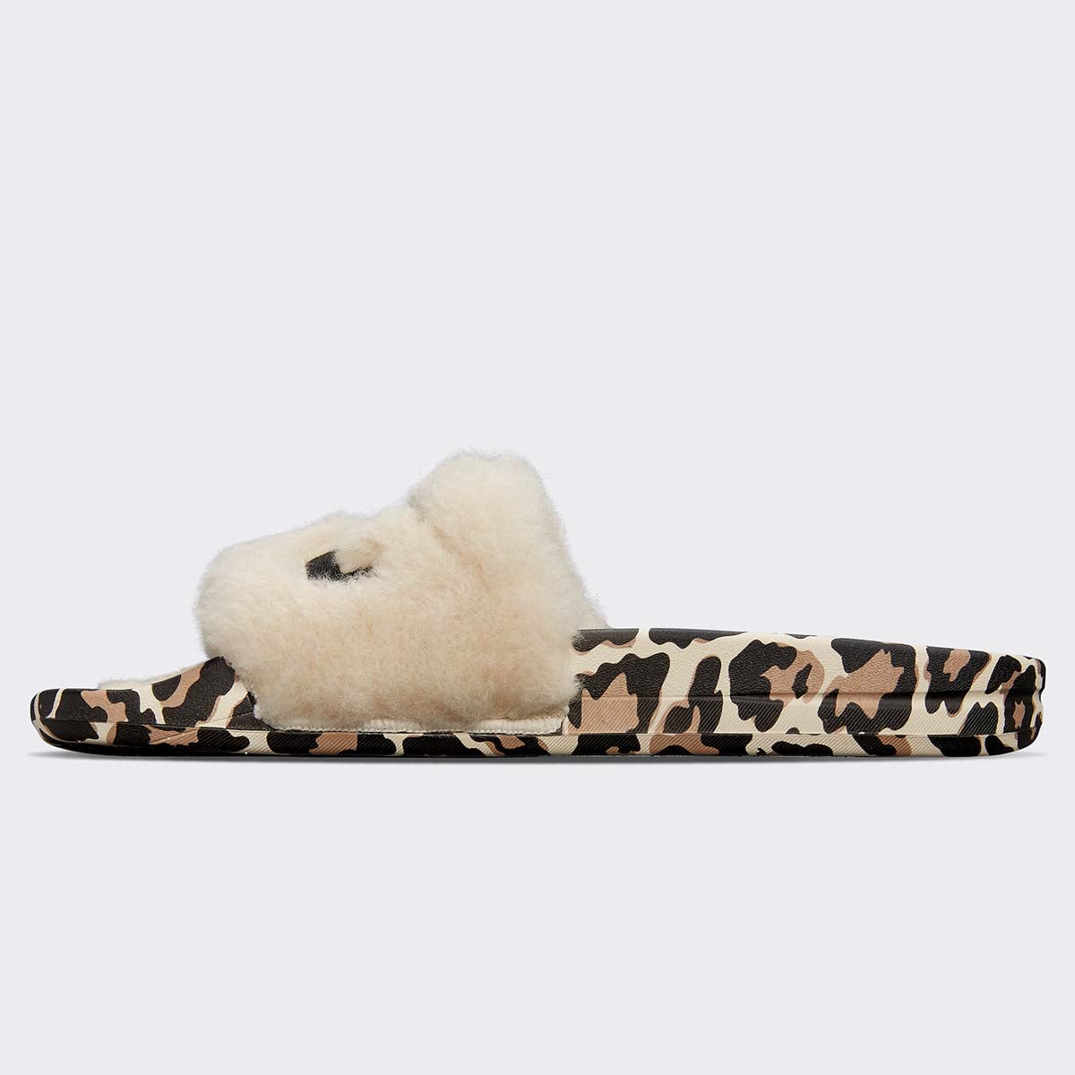 Women's Shearling Slide Parchment / Black / Leopard view 3