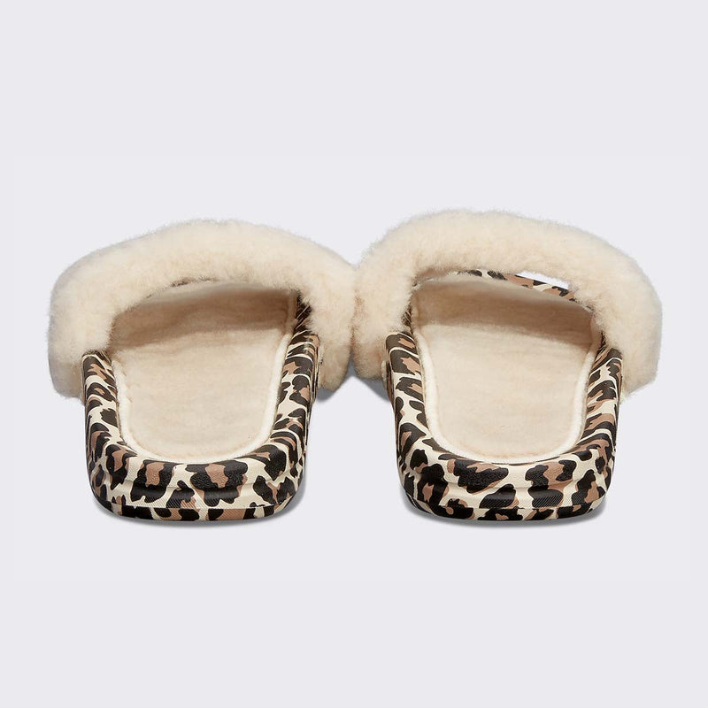 Women's Shearling Slide Parchment / Black / Leopard view 4