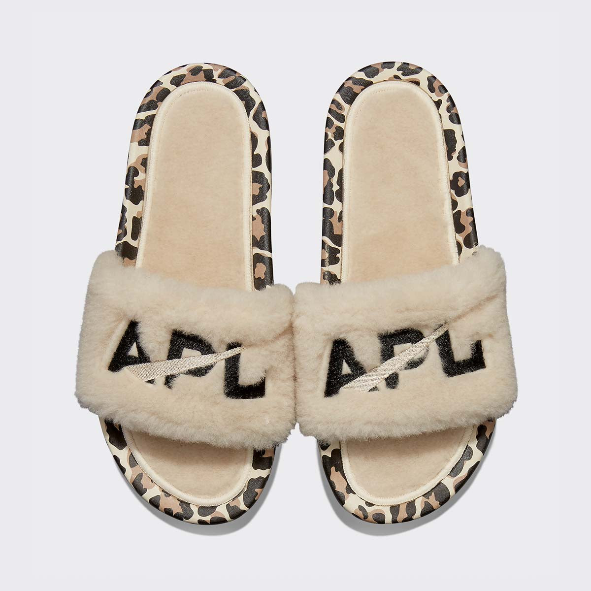 Women's Shearling Slide Parchment / Black / Leopard view 1