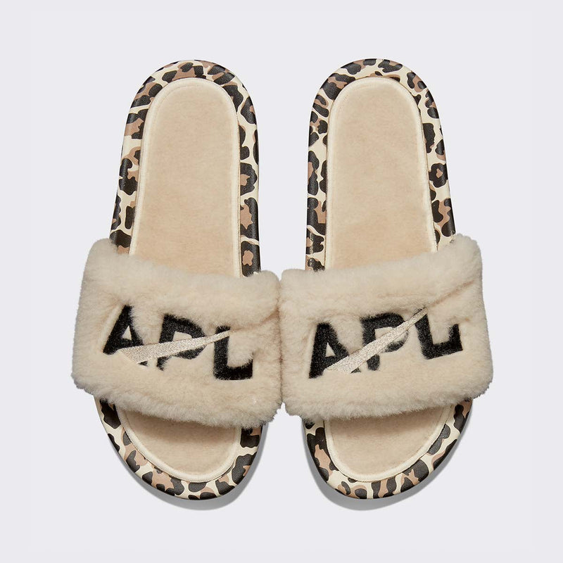 Women's Shearling Slide Parchment / Black / Leopard view 1