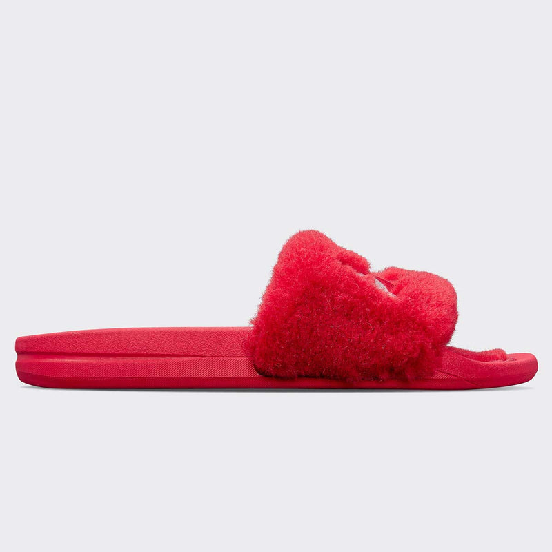 Women's Shearling Slide Red / Silver view 2