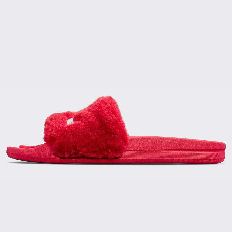 Women's Shearling Slide Red / Silver view 3